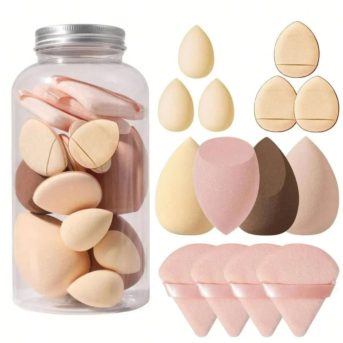 12/14 pièces maquillage éponge mélangeur beauté oeuf cosmétique bouffée fond de teint éponges poudre bouffées femmes maquillage outils maquillage accessoires