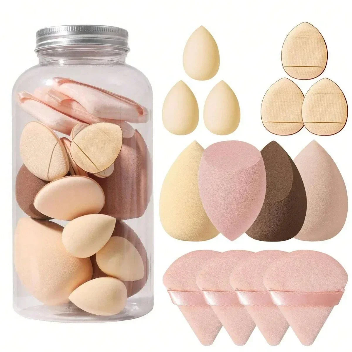 12/14 pièces maquillage éponge mélangeur beauté oeuf cosmétique bouffée fond de teint éponges poudre bouffées femmes maquillage outils maquillage accessoires