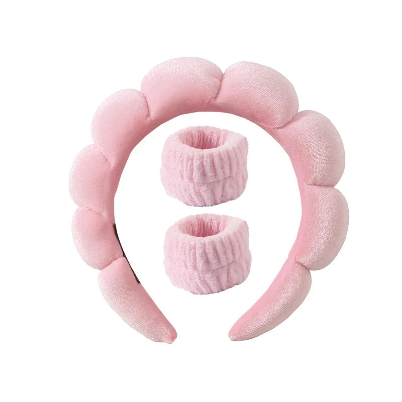 Lot de 1/2/3 Bandeaux de Lavage Élégants, Bracelets et Chouchous pour le Spa, le Lavage du Visage, le Maquillage, la Douche et les Soins de la Peau