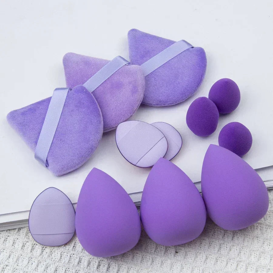 12/14 pièces maquillage éponge mélangeur beauté oeuf cosmétique bouffée fond de teint éponges poudre bouffées femmes maquillage outils maquillage accessoires