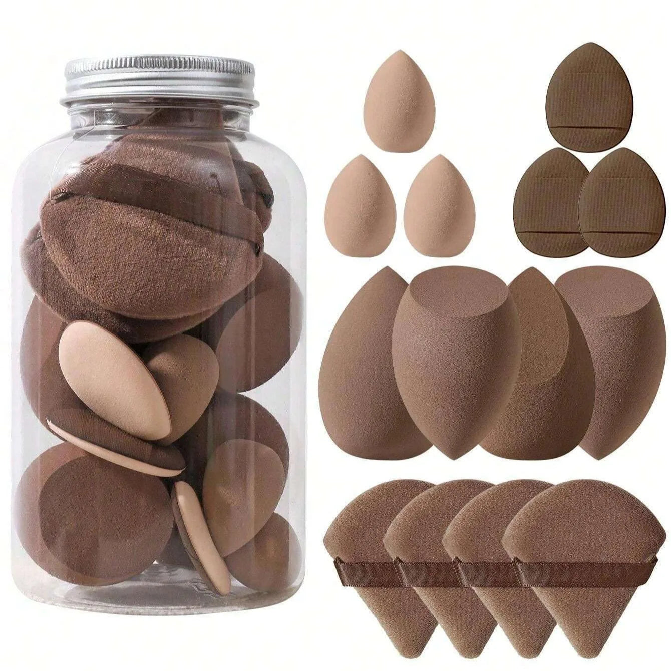 12/14 pièces maquillage éponge mélangeur beauté oeuf cosmétique bouffée fond de teint éponges poudre bouffées femmes maquillage outils maquillage accessoires